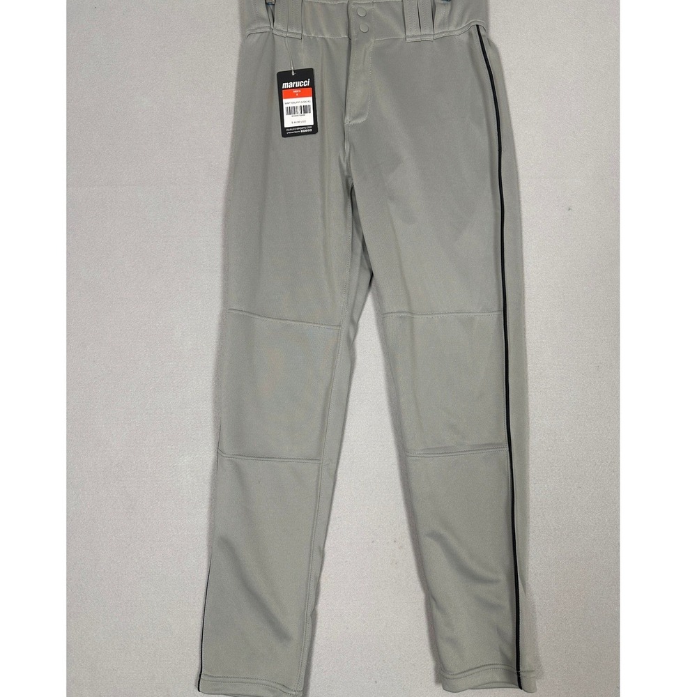 NEW Marucci Baseball Pants Mens Small Grey Black Piping Performance Tapered Fit